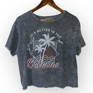 Caution to the wind acid washed cropped graphic tee SIZE SMALL